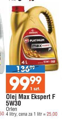E.Leclerc Olej syntetyczny expert f 5w30 orlen platinum max oferta