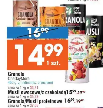 E.Leclerc Musli proteinowe z chrupkami sojowymi orzeszkami ziemnymi i bananami one day more oferta