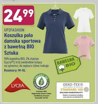 ALDI Koszulka polo damska sportowa z bawełną BIO oferta