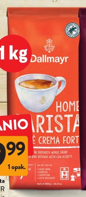 Intermarche Dallmayr home barista caffe crema forte kawa ziarnista 1000 g oferta