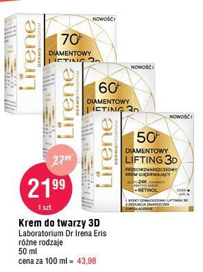Przeciwzmarszczkowy krem odbudowujący 70+ lirene diamentowy lifting 3d
