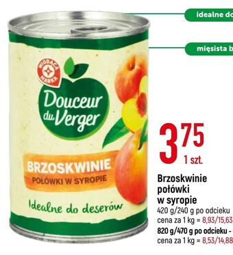 E.Leclerc Brzoskwinie połowki w syropie wiodąca marka douceur du verger oferta