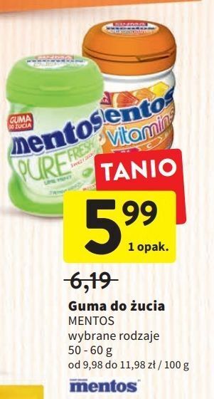 Intermarche Guma do żucia lime mint mentos pure fresh oferta