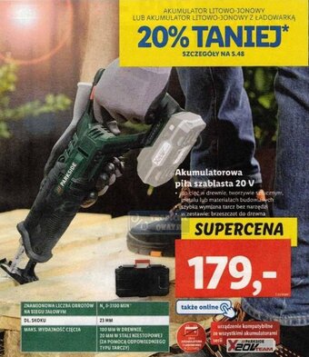 Lidl parkside akumulatorowa piła szablasta 20 V oferta