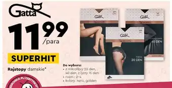 Biedronka Rajstopy damskie 15 den 2-4 gatta oferta