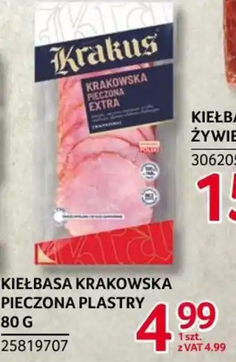 Selgros Krakus, kiełbasa krakowska pieczona, plastry, 80g oferta