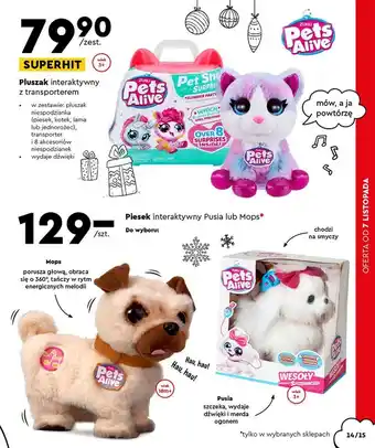 Biedronka Pluszowy kotek interaktywny z transporterem zuru pets alive oferta