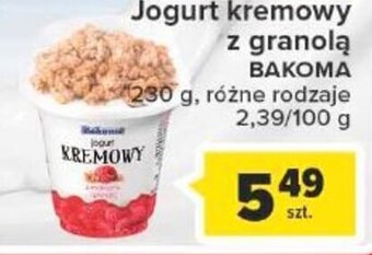 Carrefour bakoma jogurt kremowy z granolą 230g oferta