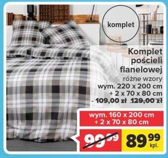 Carrefour Komplet pościeli flanela 160 x 200 cm + 2 70 80 oferta
