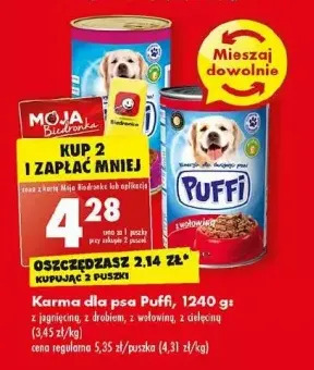Biedronka Karma dla psa z wołowiną puffi oferta