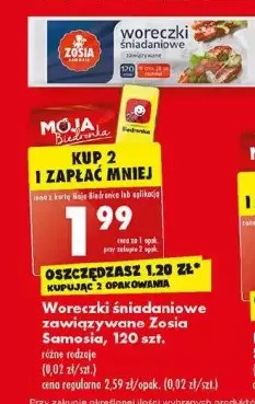 Biedronka Woreczki śniadaniowe wiązane zosia samosia oferta