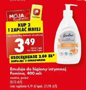 Biedronka Kremowa emulsja do higieny intymnej sensitive pompka femina intimea oferta