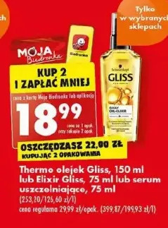Biedronka Olejek do włosów gliss kur daily oil-elixir oferta