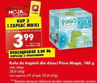 Biedronka Kula musująca do kąpieli z zabawką dinozaur pinio magic oferta