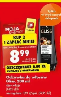 Biedronka Odżywka do włosów gliss kur ultimate repair oferta