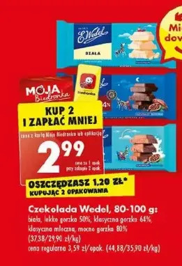 Biedronka Czekolada lekko gorzka 50% e. wedel oferta