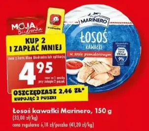 Biedronka Łosoś kawałki w sosie pomidorowym marinero oferta