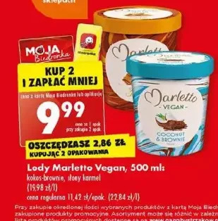 Biedronka Lody kokos i brownie marletto vegan oferta