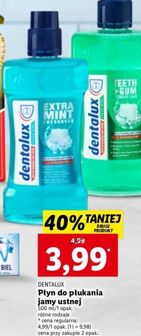 Lidl Płyn do płukania jamy ustnej extra mint dentalux oferta