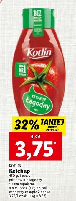 Lidl Ketchup łagodny kotlin oferta