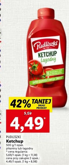 Lidl Ketchup pikantny pudliszki oferta