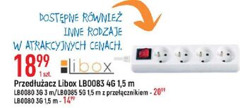 E.Leclerc Przedłużacz 4 gniazda 1.5 m libox oferta