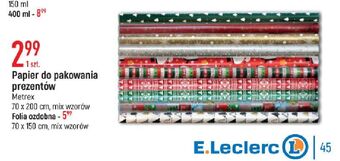 E.Leclerc Papier do pakowania prezentów 70 x 200 cm metrex oferta