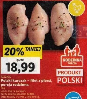 Lidl Polski kurczak - filet z piersi, porcja rodzinna 1kg oferta