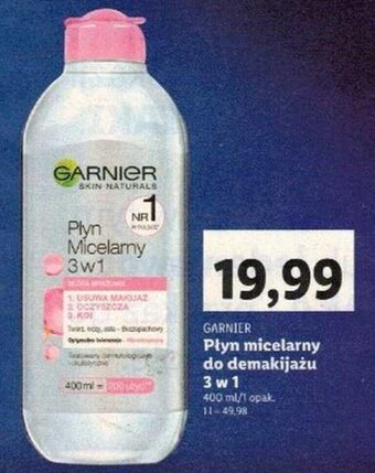 Lidl GARNIER Płyn micelarny do demakijażu 3w1 400ml oferta