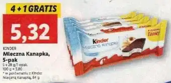 Lidl KINDER Mleczna Kanapka, 5-pak oferta