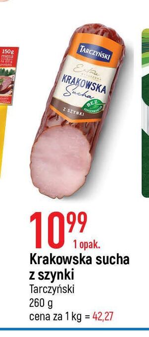 E.Leclerc Kiełbasa krakowska sucha z szynki tarczyński oferta