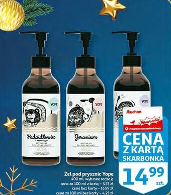 Auchan Żel pod prysznic naturalny geranium yope oferta