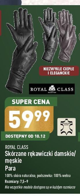 ALDI Rękawiczki męskie skórzane royal class oferta