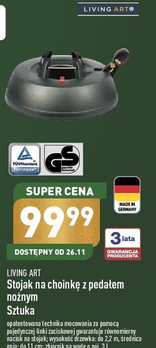 ALDI Stojak choinkowy 220 cm living art oferta