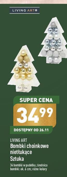 ALDI Bombki choinkowe nietłukące 6 cm living art oferta