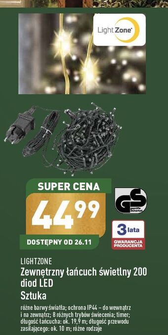 ALDI Łańcuch świetlny 200 diod led light zone oferta