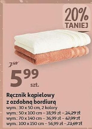 Auchan Ręcznik kąpielowy 50 x 100 cm oferta