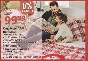 Auchan Komplet pościeli flanelowej 160 x 200 + 2 70 80 cm oferta