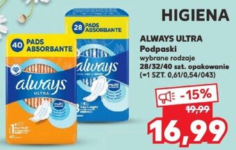 Kaufland ALWAYS ULTRA Podpaski 28/32/40szt. oferta