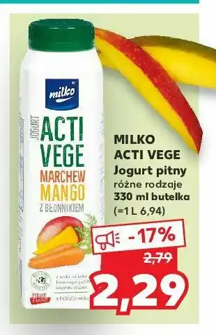 Kaufland Jogurt marchew mango z błonnikiem 1 SZT 330 ML oferta