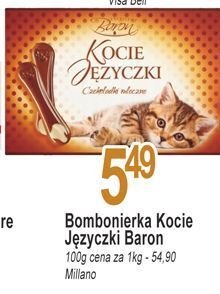 E.Leclerc Płatki z czekolady mlecznej baron kocie języczki oferta