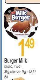 E.Leclerc Baton z mlekiem i kakao eti milk burger oferta