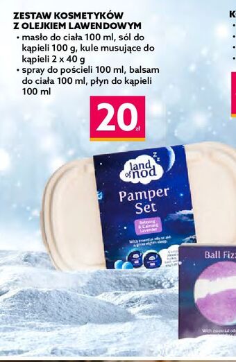 Dealz Zestwa w pudełku z olejkiem lawendowym: masło do ciała 100 ml + sól kapieli g kule musujące 2x 40 land of nod oferta