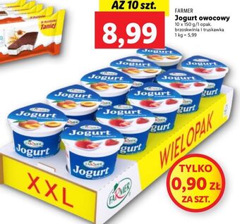 Lidl Jogurt brzoskwiniowy + jogurt truskawkowy farmer oferta