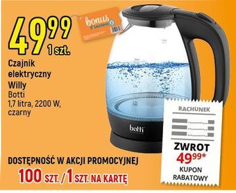 Czajnik szklany willy 1.7 l botti electronic