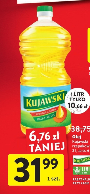 Intermarche Kujawski olej rzepakowy z pierwszego tłoczenia 3 l oferta