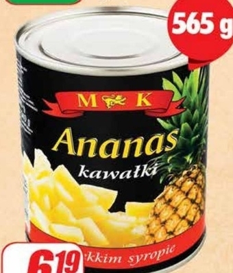 Dino Mk ananas kawałki w lekkim syropie 565 g oferta