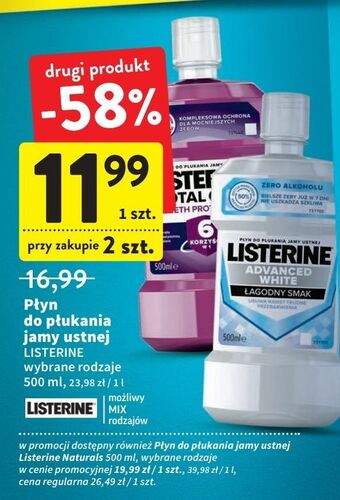 Intermarche Płyn do płukania ust łagodny smak listerine advanced white oferta