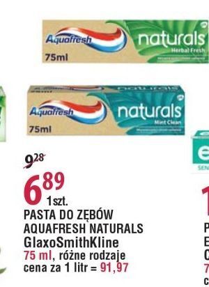 E.Leclerc Pasta do zębów herbal fresh aquafresh naturals oferta