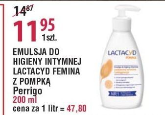 E.Leclerc Emulsja do higieny intymnej z pompką lactacyd femina oferta